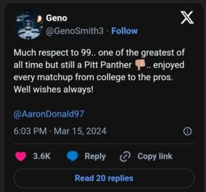  NFL Star reaction on X to Aaron Donald 